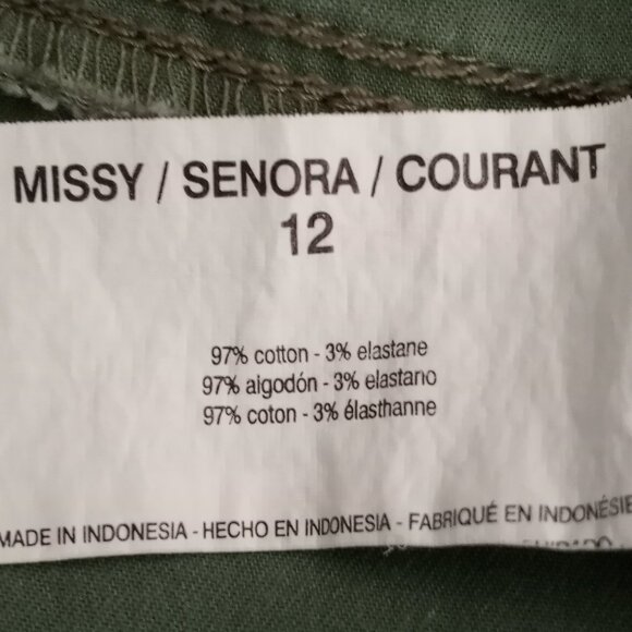 Gloria Vanderbilt Ribbed Cargo Capri Olive Moss Army Green Pants Womens 12 - Picture 7 of 8